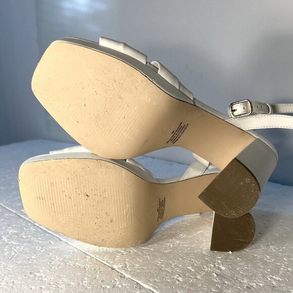 MIA SZ9 Aliciana White Knot Platform Ankle strap block heels Bridal Career Retro - Picture 9 of 10